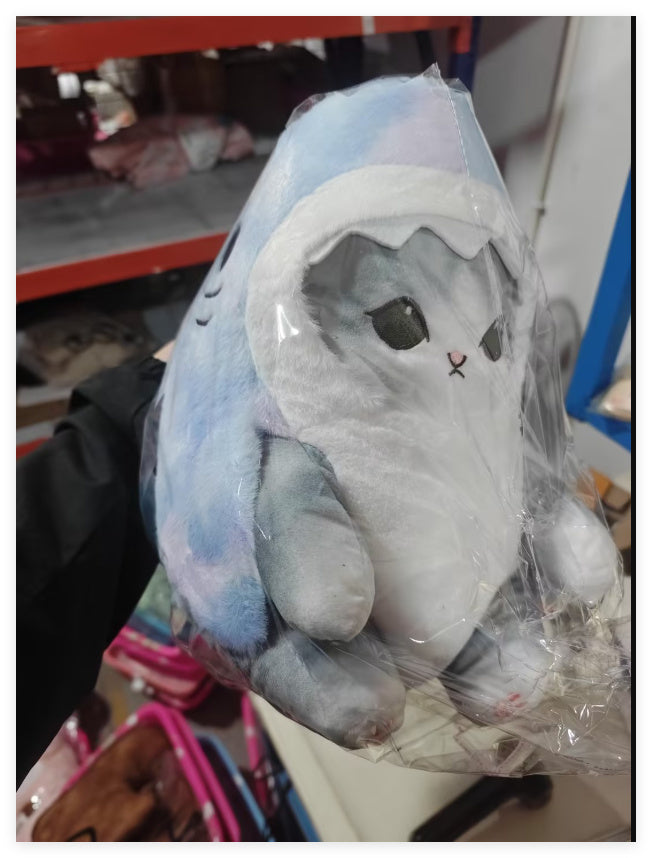 Cartoon Shark Cat Transforms Into A Doll